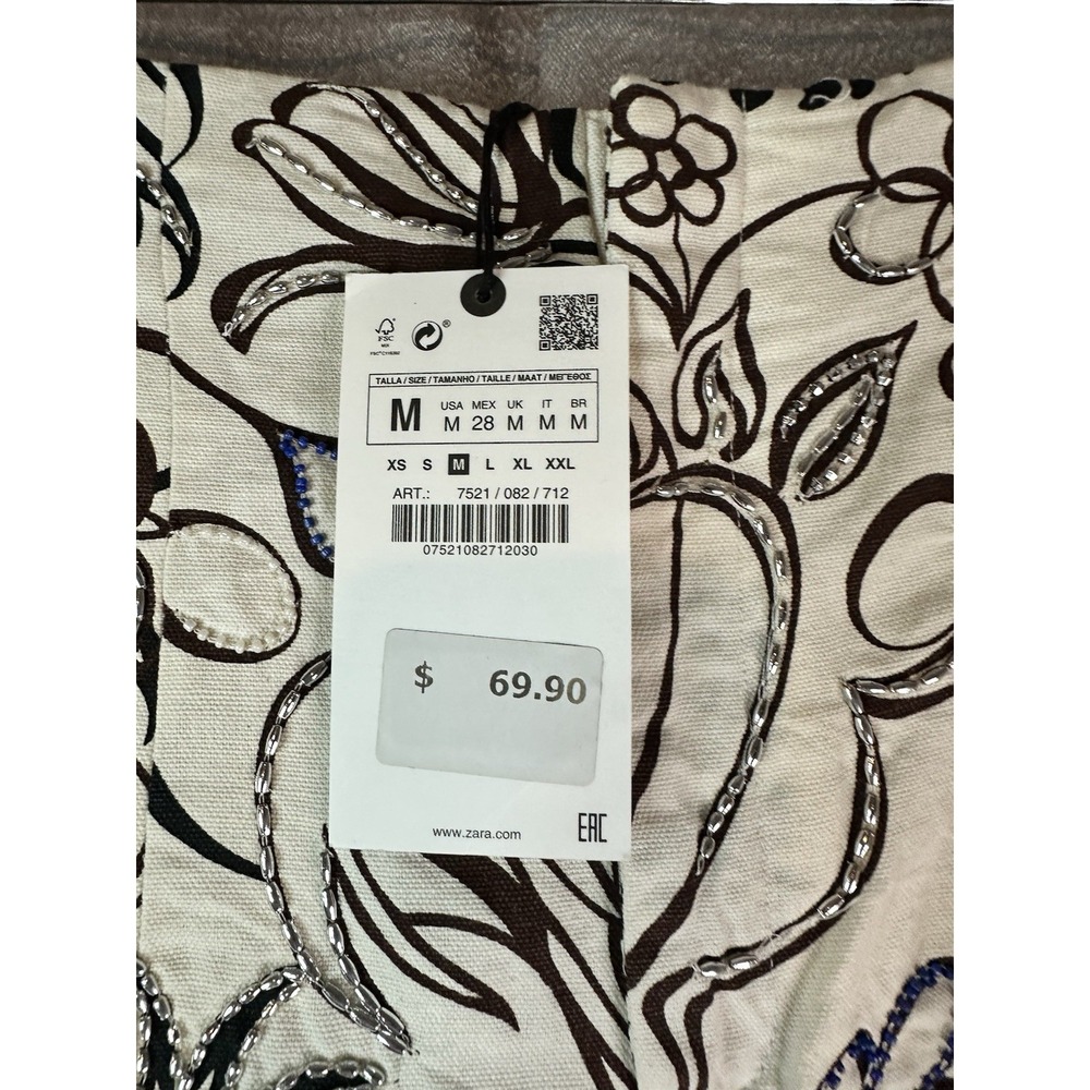 Zara Floral Embroidered Women's Shorts - Black and White